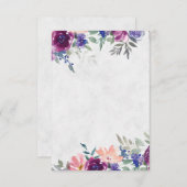 Invitation Budget blanc mariage à fleurs violet et orange (Devant / Derrière)