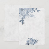 Invitation Budget blanc mariage floral bleu aquarelle (Devant / Derrière)