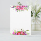 Invitation Budget blanc mariage floral rose aquarelle (Debout devant)