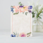 Invitation Budget blanc mariage orange et bleu floral Invit (Debout devant)