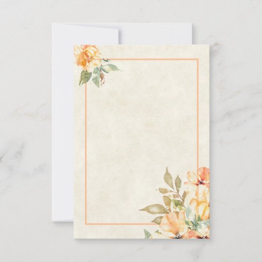 Invitation Budget blanc mariage orange et jaune à fleurs Inv (Devant)