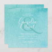 Invitation Budget BLIZZARD BLUE Watercolor Plage Mariage (Devant / Derrière)