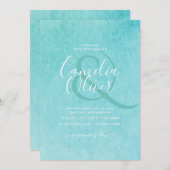 Invitation Budget BLIZZARD BLUE Watercolor Plage Mariage (Devant / Derrière)
