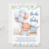 Invitation Budget Blue Boy Teddy Bear Livres pour Baby shower (Dos)