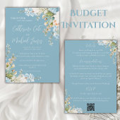 Invitation Budget Blue Floral Hydrangea Elegant Wedding