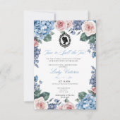 Invitation Budget Blue Florals Bridgerton Birthday Party (Devant)