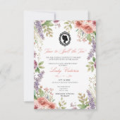 Invitation Budget Blue Florals Bridgerton Birthday Party (Devant)