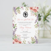 Invitation Budget Blue Florals Bridgerton Birthday Party (Debout devant)