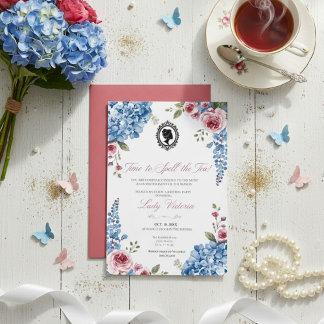 Invitation Budget Blue Florals Bridgerton Birthday Party