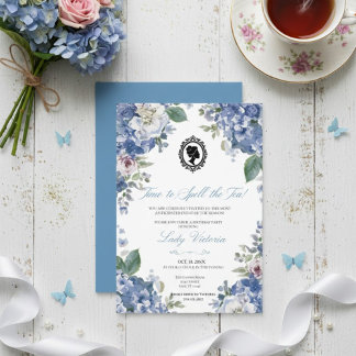 Invitation Budget Blue Florals Bridgerton Birthday Party