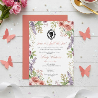 Invitation Budget Blue Florals Bridgerton Birthday Party