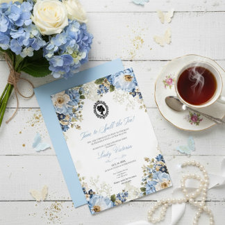 Invitation Budget Blue Florals Bridgerton Birthday Party