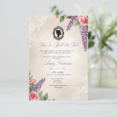 Invitation Budget Blue Florals Bridgerton Birthday Party (Debout devant)