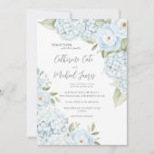 Invitation Budget Blue Hydrangea Elegant Floral Wedding (Devant)