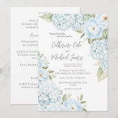 Invitation Budget Blue Hydrangea Elegant Floral Wedding (Devant / Derrière)