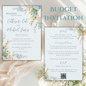 Invitation Budget Blue Hydrangea Floral Elegant Wedding