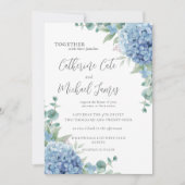 Invitation Budget Blue Hydrangea Floral Elegant Wedding (Devant)