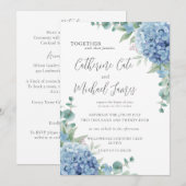 Invitation Budget Blue Hydrangea Floral Elegant Wedding (Devant / Derrière)
