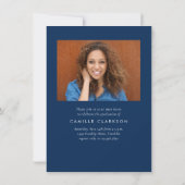 Invitation Budget Blue Moderne Vertical Deux Photo Graduation (Dos)