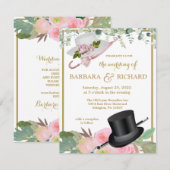 Invitation Budget Blush Pink Gold Romantique FlorMariage (Devant / Derrière)