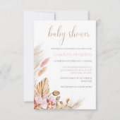 Invitation Budget Boho Baby shower Pampas Grass Floral (Devant)
