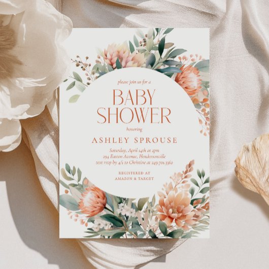 Invitation Budget Boho Chic Floral Baby shower botanique