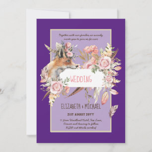 Invitation BUDGET Boho Woodland FOX Floral Mariage Moderne