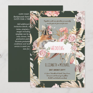 Invitation BUDGET Boho Woodland FOX Floral Mariage Moderne