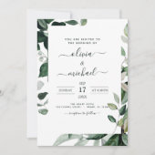 Invitation Budget Botanique Verdure Feuillage Mariage (Devant)