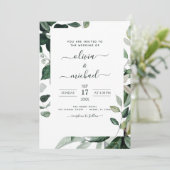 Invitation Budget Botanique Verdure Feuillage Mariage (Debout devant)