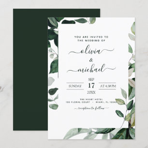 Invitation Budget Botanique Verdure Feuillage Mariage