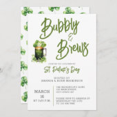 Invitation Budget Bubbly and Brews St. Patricks Day Party (Devant / Derrière)