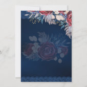 Invitation Budget Burgundy Blue Floral dentelle Mariage SAVE  (Dos)