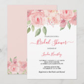 Invitation Budget Chic Coral Fête des mariées Florale (Devant / Derrière)