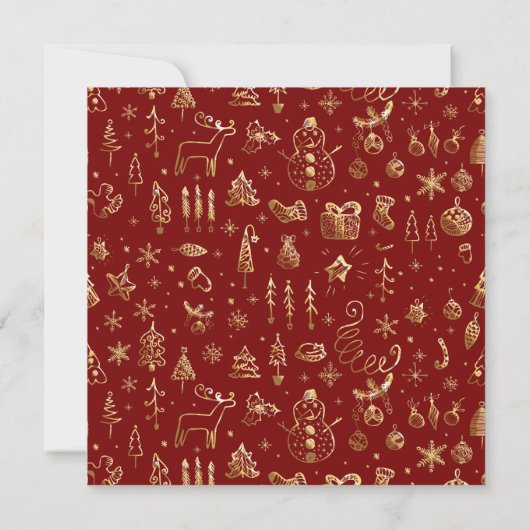 Invitation Budget Christmas Tree Party Golden and Red (Dos)