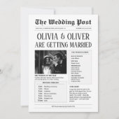 Invitation Budget, chronologie, humoriste mariage de journal (Devant)