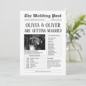 Invitation Budget, chronologie, humoriste mariage de journal (Debout devant)