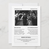 Invitation Budget, chronologie, humoriste mariage de journal (Dos)