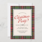 Invitation Budget Classic Plaid Retro Script Noël (Devant)