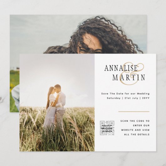 INVITATION BUDGET CODE QR MARIAGE PHOTO SAUVEGARDER LA DATE (Devant / Derrière)