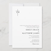 Invitation Budget Croix Chrétienne Monogrammée Moderne Minima (Devant)