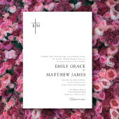 Invitation Budget Croix Chrétienne Monogrammée Moderne Minima