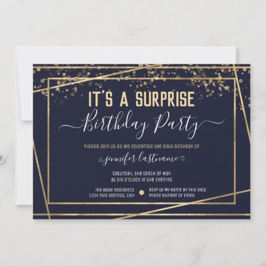 Invitation Budget de fête d'anniversaire surprise (Devant)