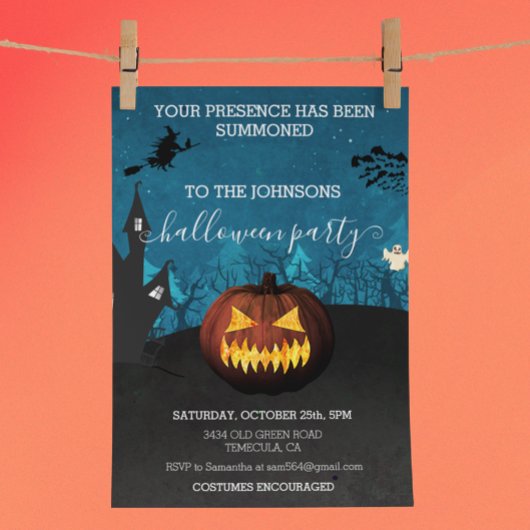 Invitation Budget de fête d'Halloween Citrouille