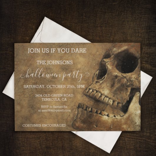 Invitation Budget de fête d'Halloween Crâne Vintage