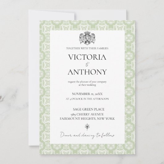 Invitation Budget do-it-yourself Elegant Sage Green Custom Ph (Devant)