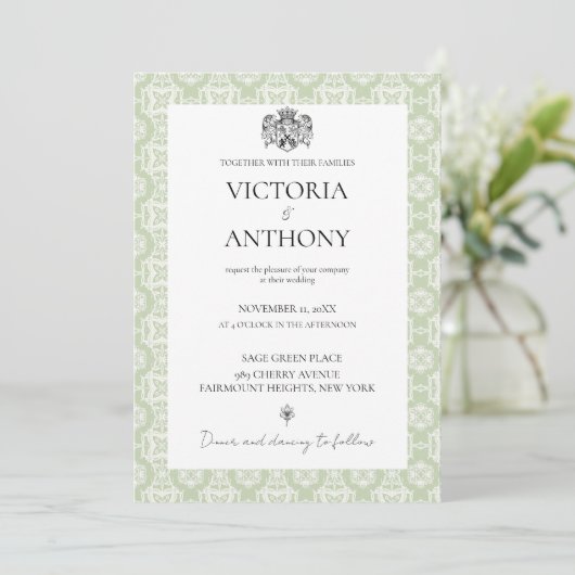 Invitation Budget do-it-yourself Elegant Sage Green Custom Ph (Debout devant)