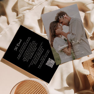 Invitation Budget du code QR tout en un monogramme Mariage no