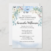Invitation Budget Dusty Blue Floral Graduation Party (Devant)