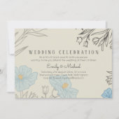 Invitation BUDGET Dusty Blue Poppy Magnolia Mariage Invitatio (Devant)